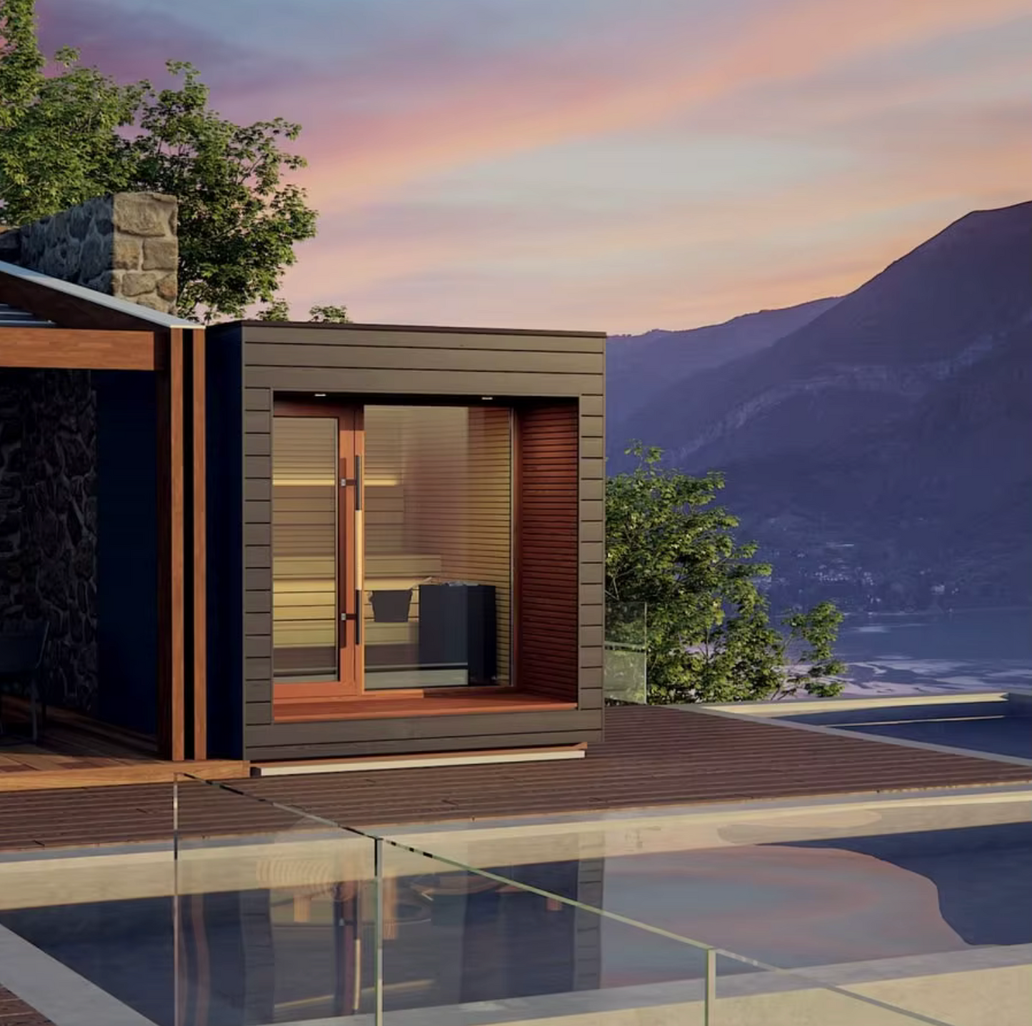 Premium Red Cedar Outdoor Steam Sauna Cube – Luxurious 5-Person Retreat